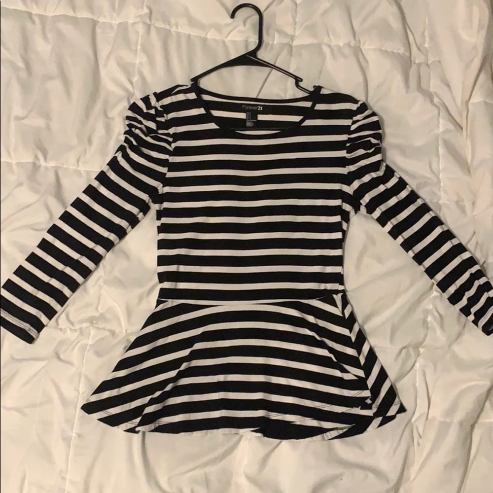 Forever21 black & white striped top